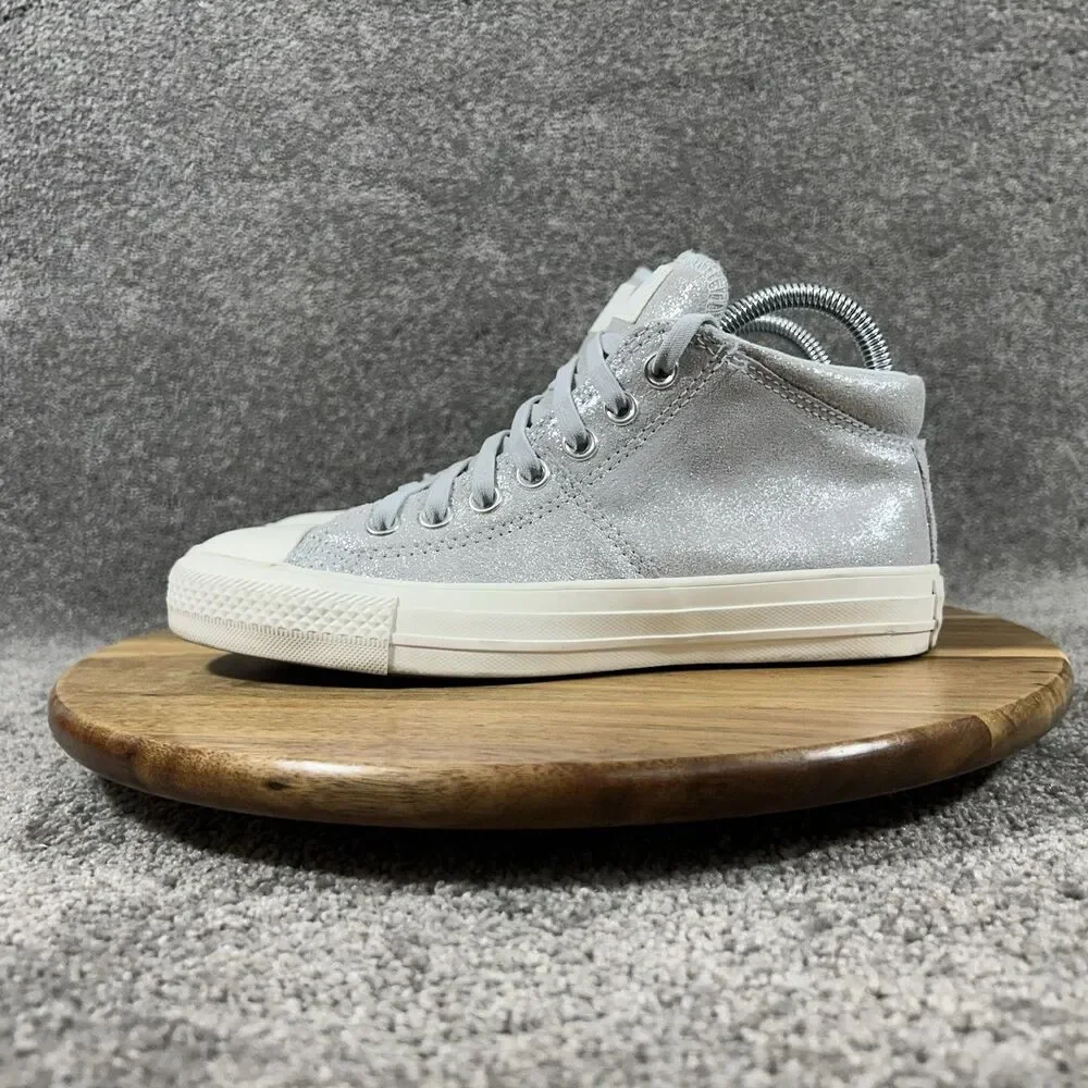 Converse CTAS Madison Mid Women’s Sz 6 Silver Sparkle Athletic Skate Shoes Used